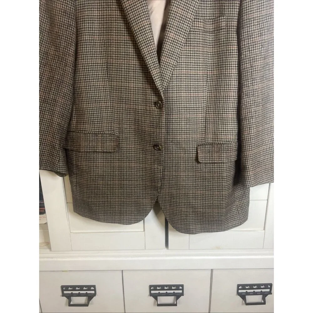 Polo Ralph Lauren Houndstooth 100% Lambs Wool Sports Blazer Jacket Size 44R - Picture 8 of 12